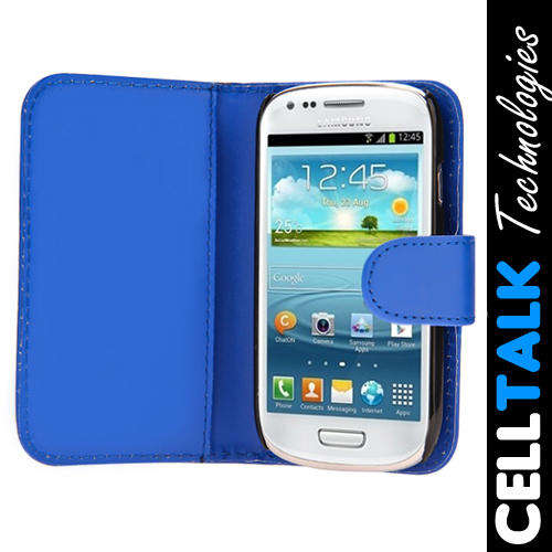 Flip Wallet Leather Case For Samsung Galaxy S3 Mini i8190 BLUE